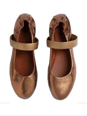 PENELOPE CHILVERS Rock and Roll Mary Jane Flats Size 6 37 Bronze Leather NEW